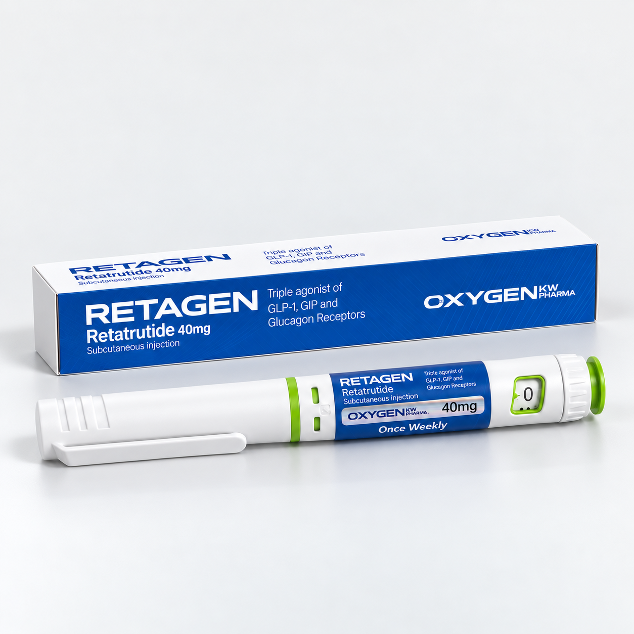 RETAGEN PEN N2 40 mg — manual rotation pen and box